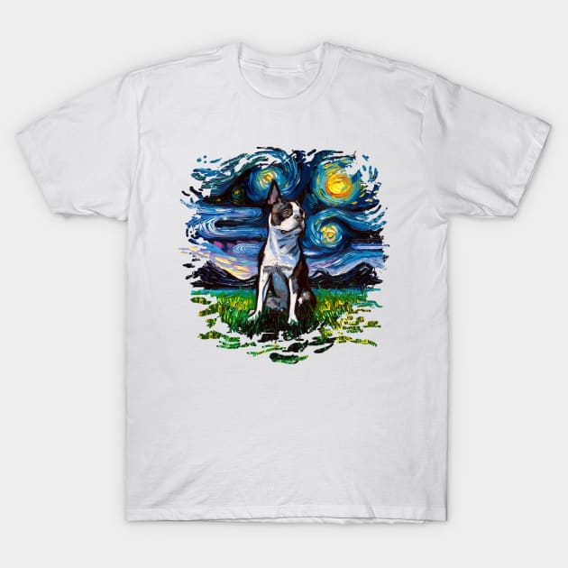 Boston Terrier Night 2 T-Shirt by sagittariusgallery